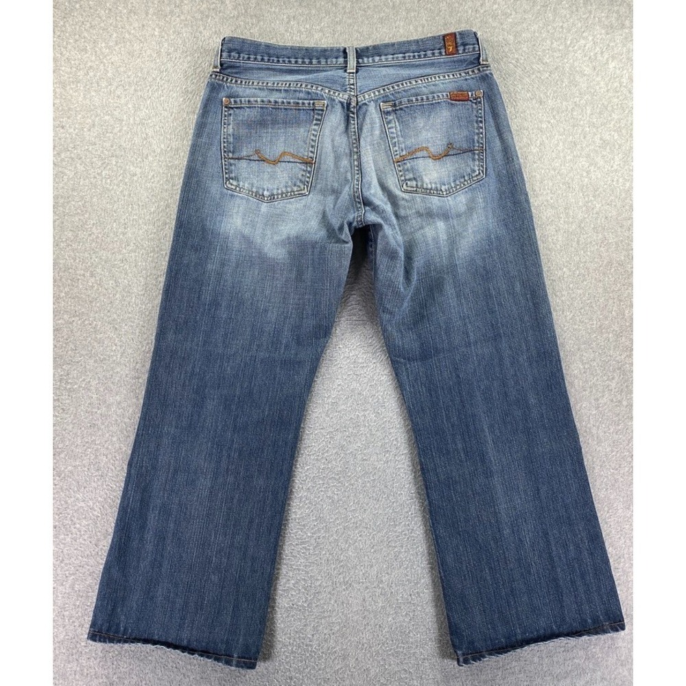 7 For All Mankind Relaxed Fit Mens Jeans Size 33x29 Medium Wash Fade *Hemmed* - Picture 2 of 13